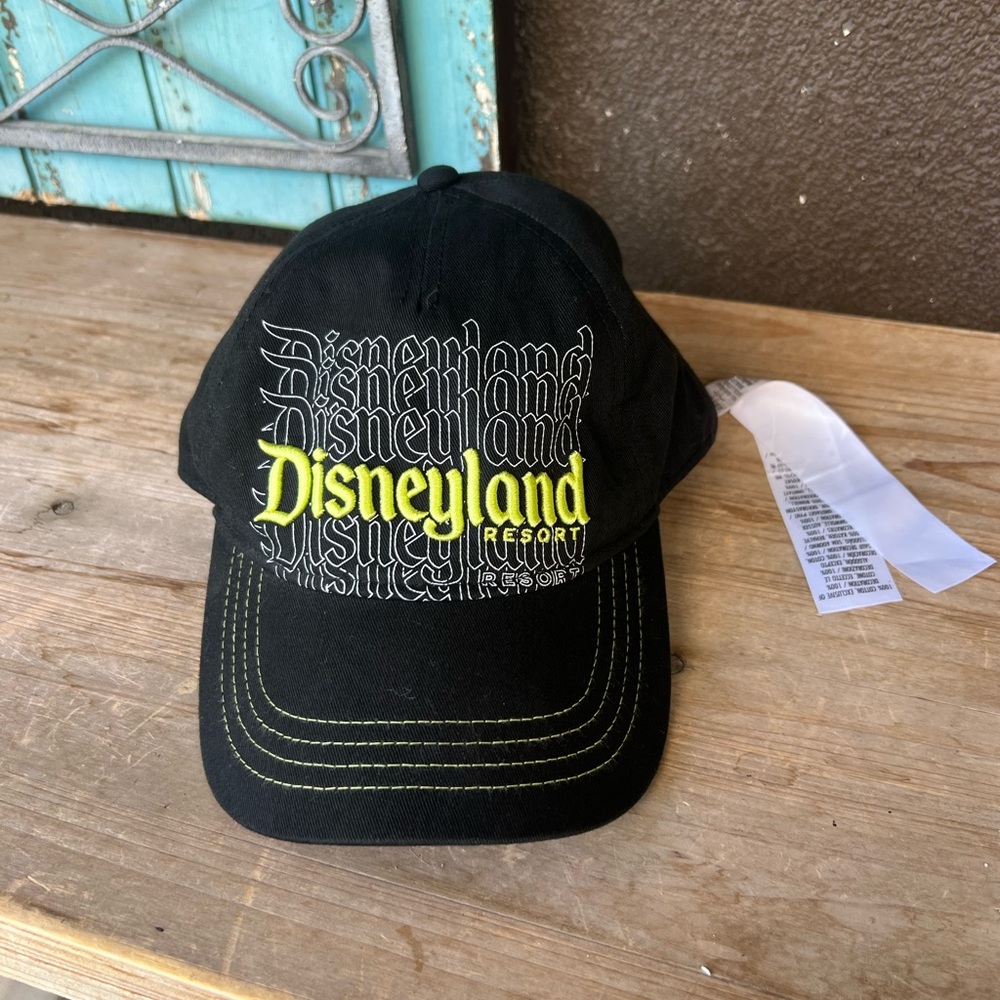 DAD HAT Disneyland Resort Stacked Logo Baseball Cap Adult black Neon PARKS
